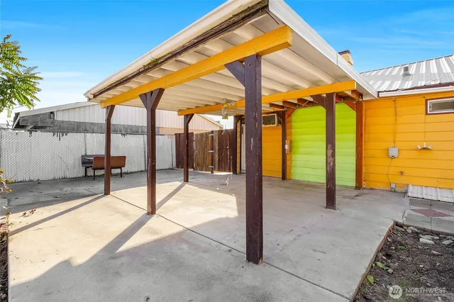 a view of a street with a building