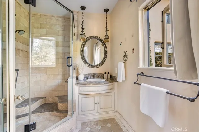 a view of a park with a house