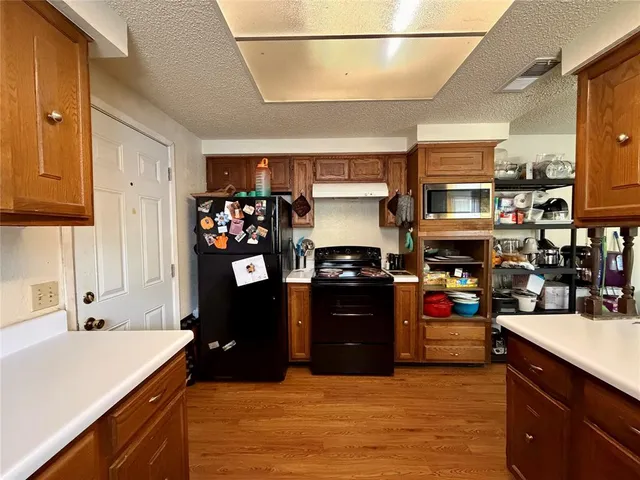 a kitchen with lots of counter top space