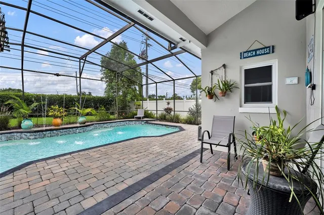 a view of yard with outdoor seating