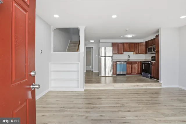 a view of kitchen and kitchen island
