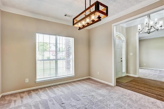 a view of a room with a window