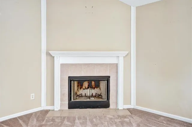 a close view of a fireplace