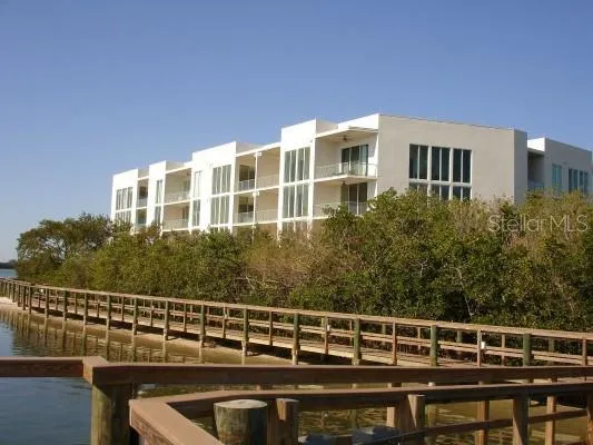 a view of a building from a balcony