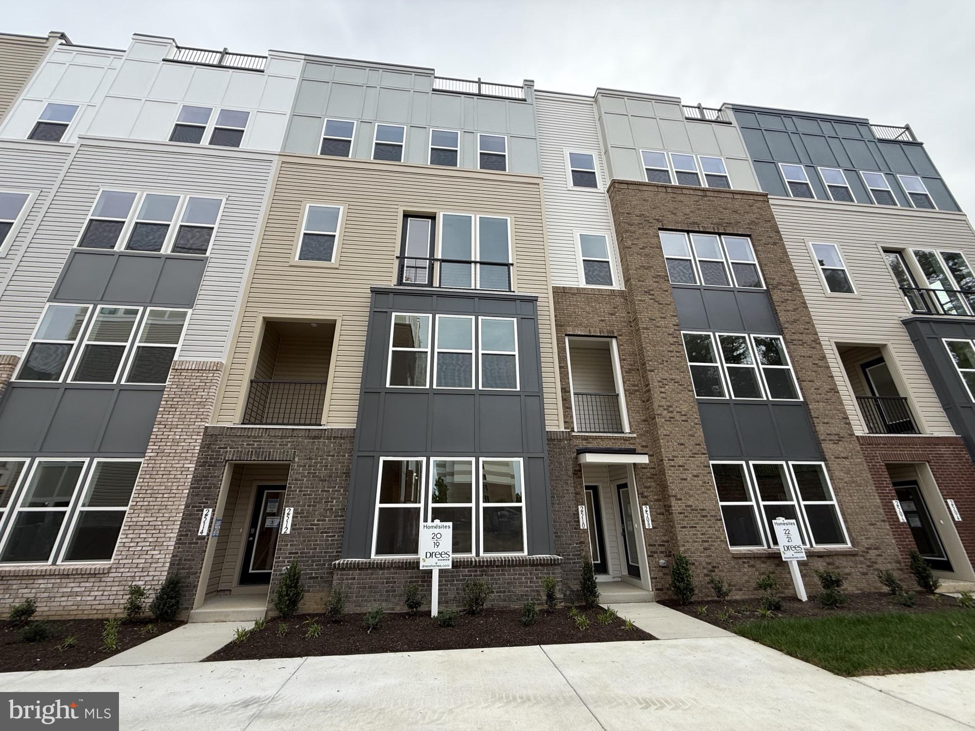 a front view of a multi story building