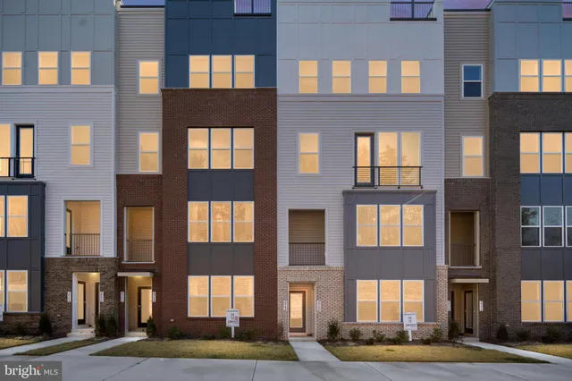 a front view of a brick building