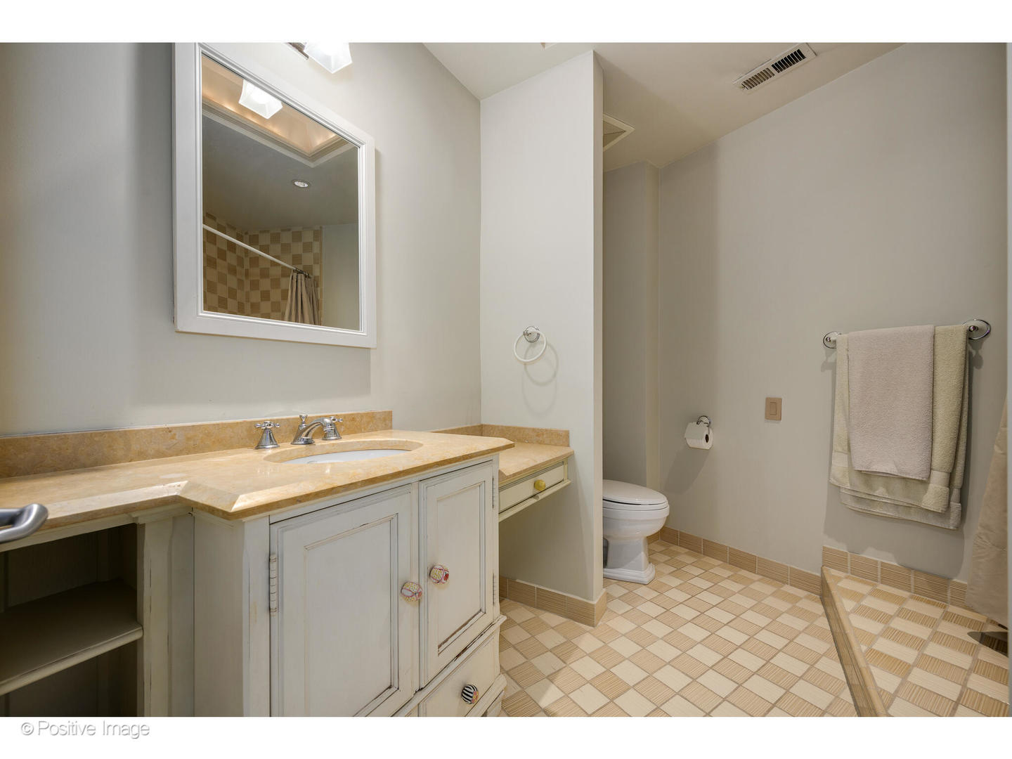 1811 North Howe Street Chicago, IL 60614 - Photo 33 of 42 a bathroom with a granite countertop sink toilet and mirror