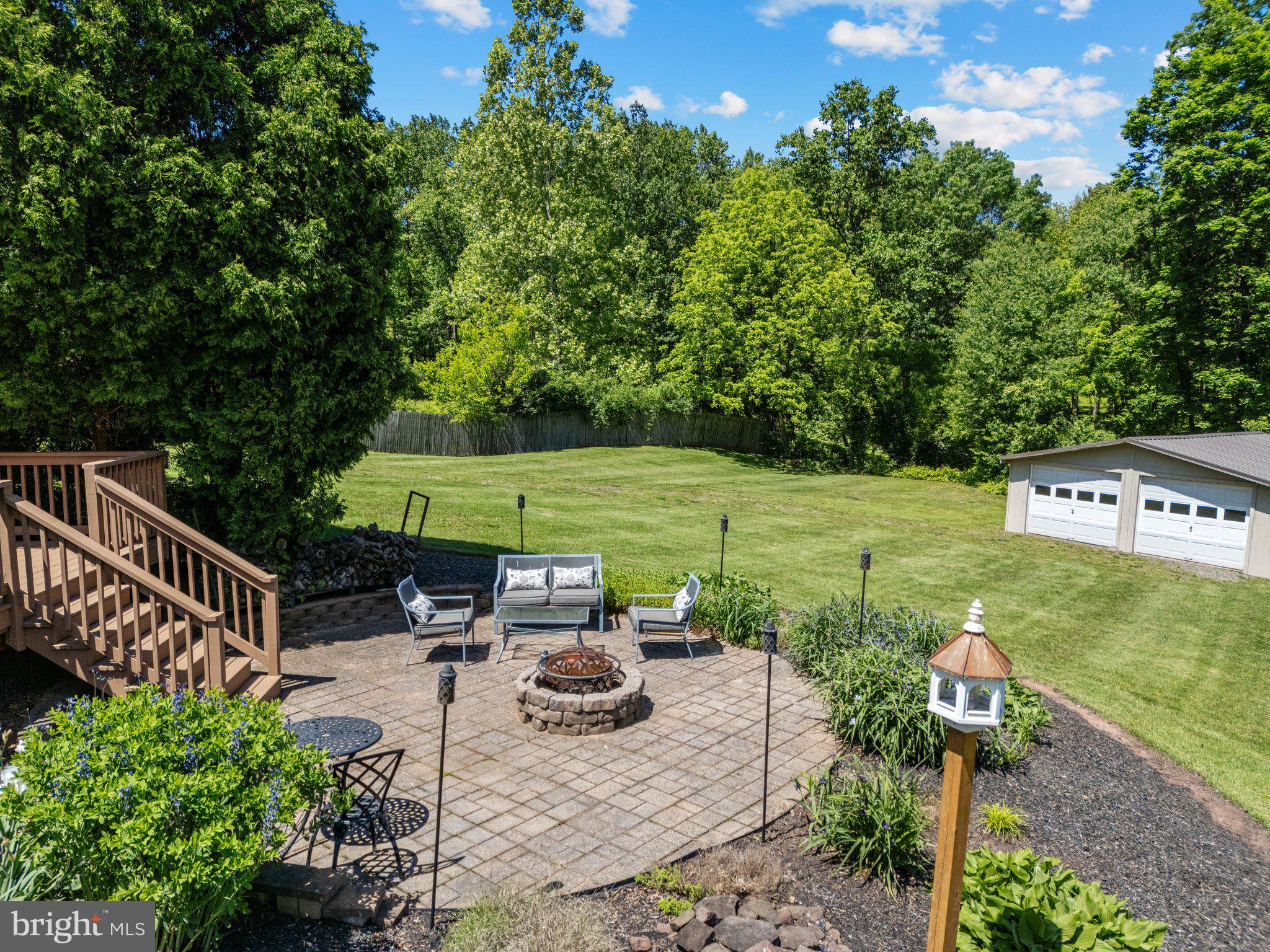 535 Richards Circle Pottstown, PA 19465 - Photo 34 of 44 a view of a patio with table and chairs potted plants with wooden fence
