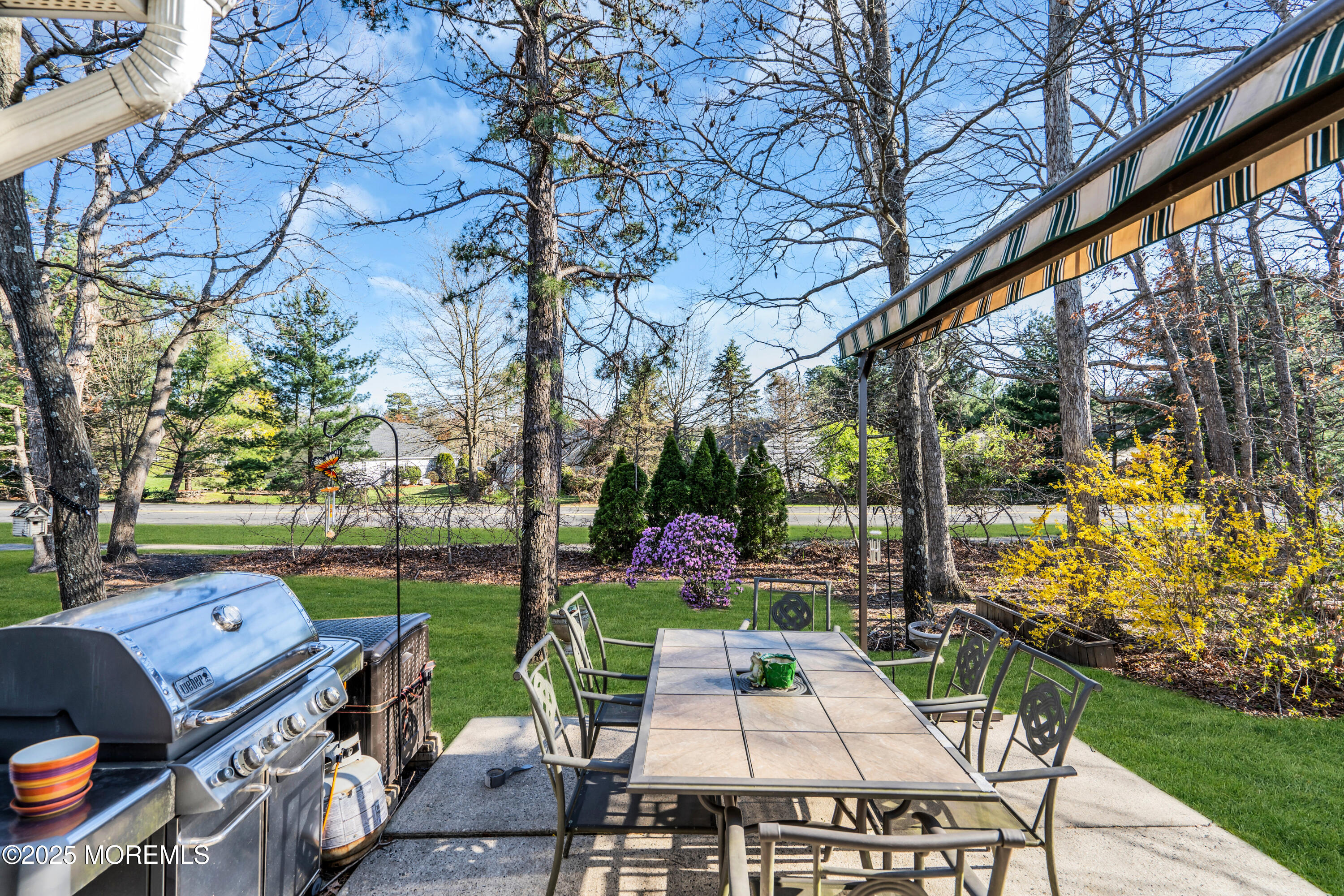 14 Pine Valley Road Lakewood, NJ 08701 - Photo 23 of 56 a view of a patio with table and chairs potted plants and a large tree