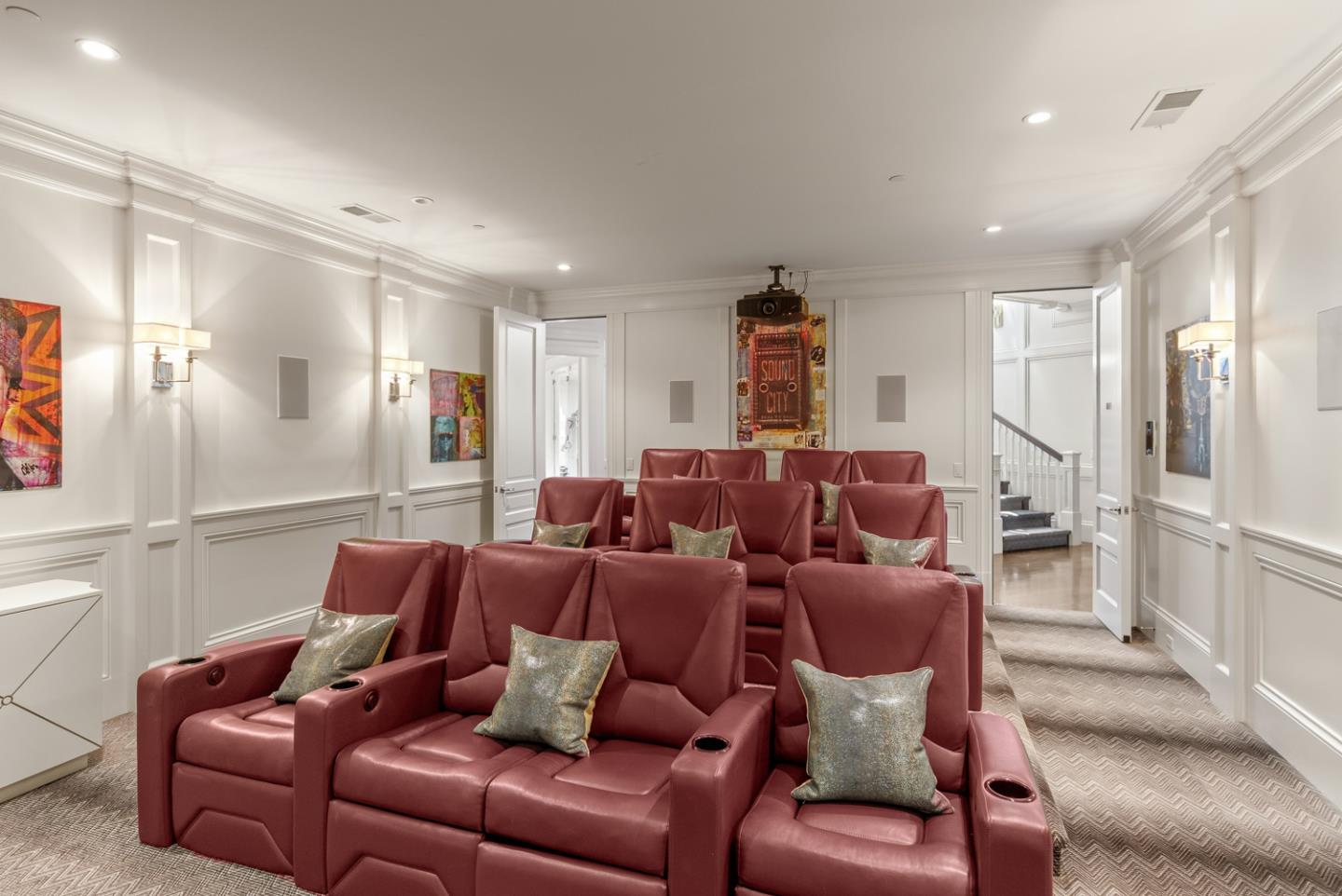351 Walsh Road Atherton, CA 94027 - Photo 36 of 65 a media room with lots of chairs and a refrigerator