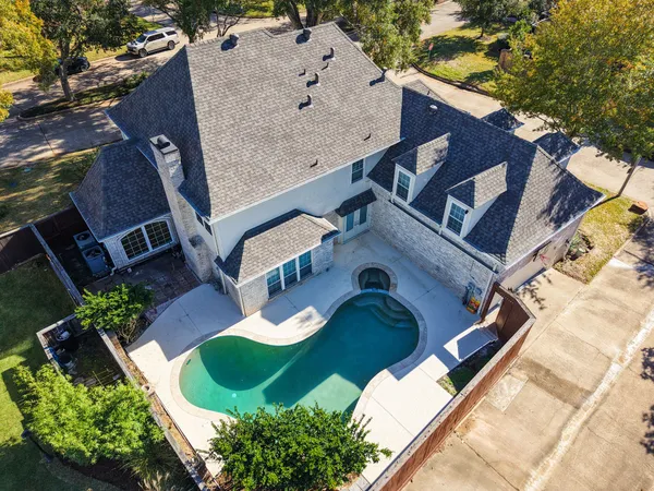 an aerial view of a house