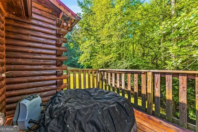 a balcony with a bench