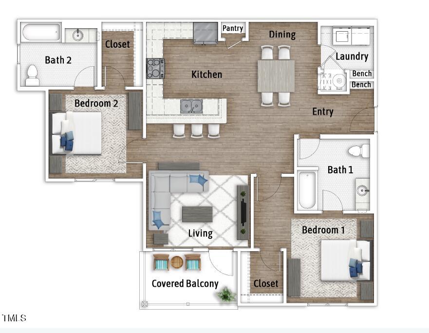 130 Grove Circle, Unit 204 Lillington, NC 27546 - Photo 18 of 28 a picture of a bathroom with a bench and shower