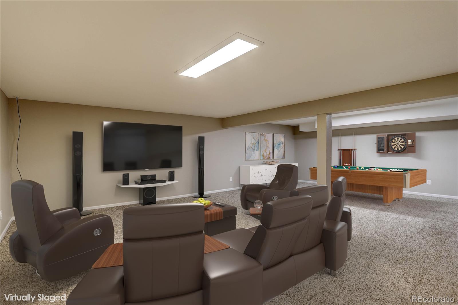 3804 Simms Street Wheat Ridge, CO 80033 - Photo 33 of 40 a living room with furniture and a flat screen tv