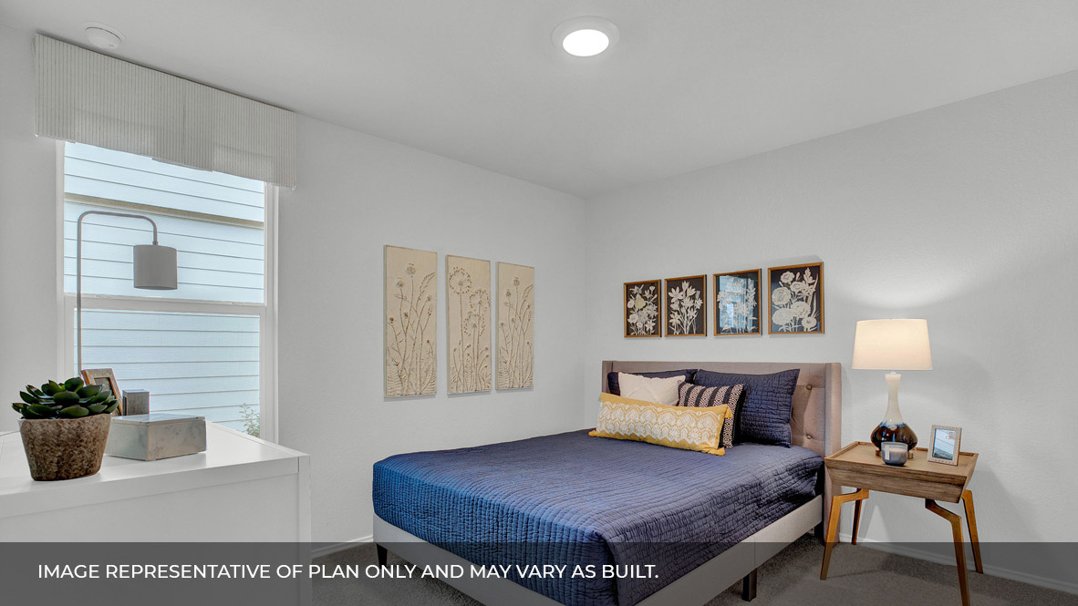 186 Morning Glory Loop Kyle, TX 78640 - Photo 21 of 21 a bedroom with a bed and a potted plant on table