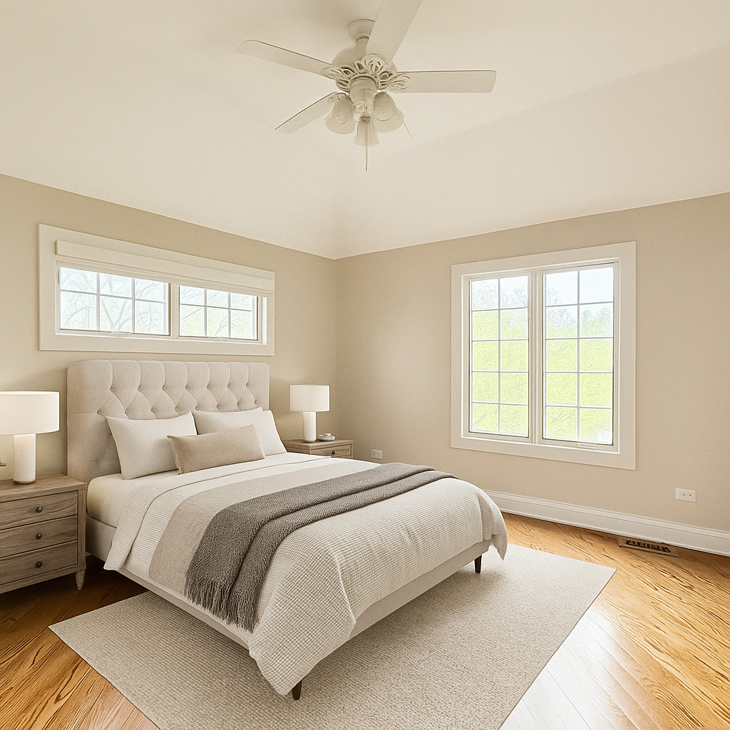 22206 North Prairie Lane Kildeer, IL 60047 - Photo 28 of 34 a bedroom with a large bed and a chandelier