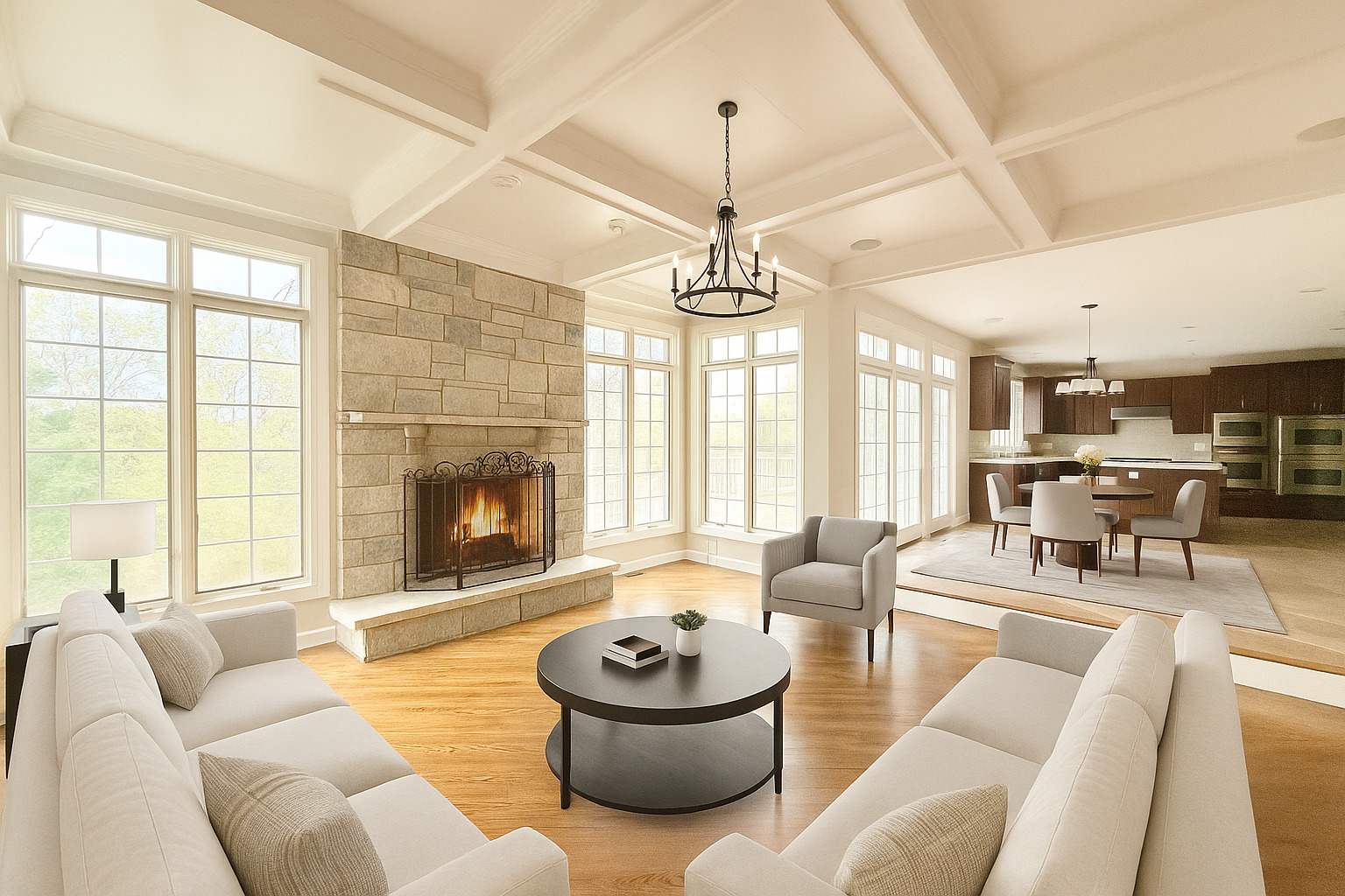 22206 North Prairie Lane Kildeer, IL 60047 - Photo 5 of 34 a living room with furniture and a fireplace