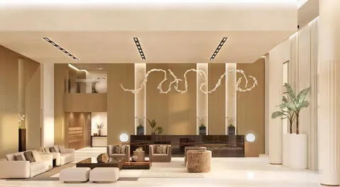 a large bedroom with a large bed and a large mirror