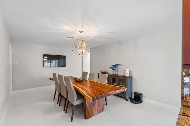 a room with table chairs and a table