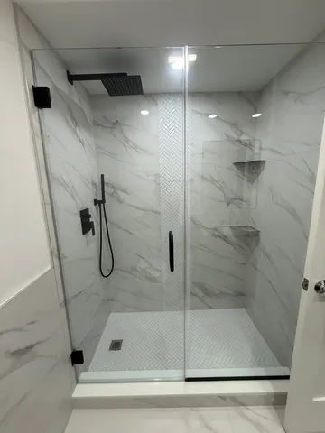 a bathroom with a shower