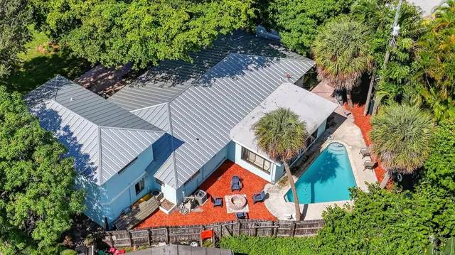 an aerial view of a house