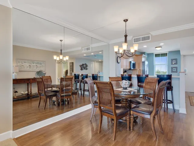 a view of a dining room and livingroom