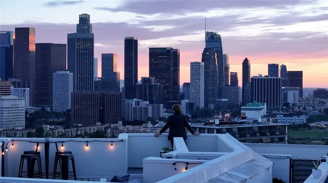 a view of a balcony with a table and chairs