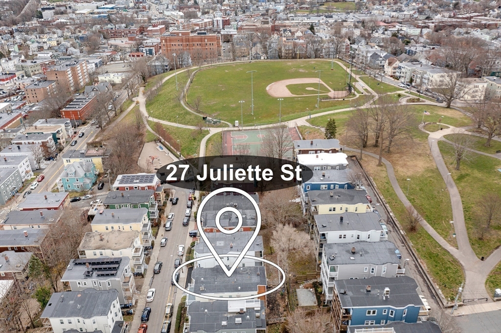 27 Juliette Street Boston, MA 02122 - Photo 34 of 37 an aerial view of a highlighted house