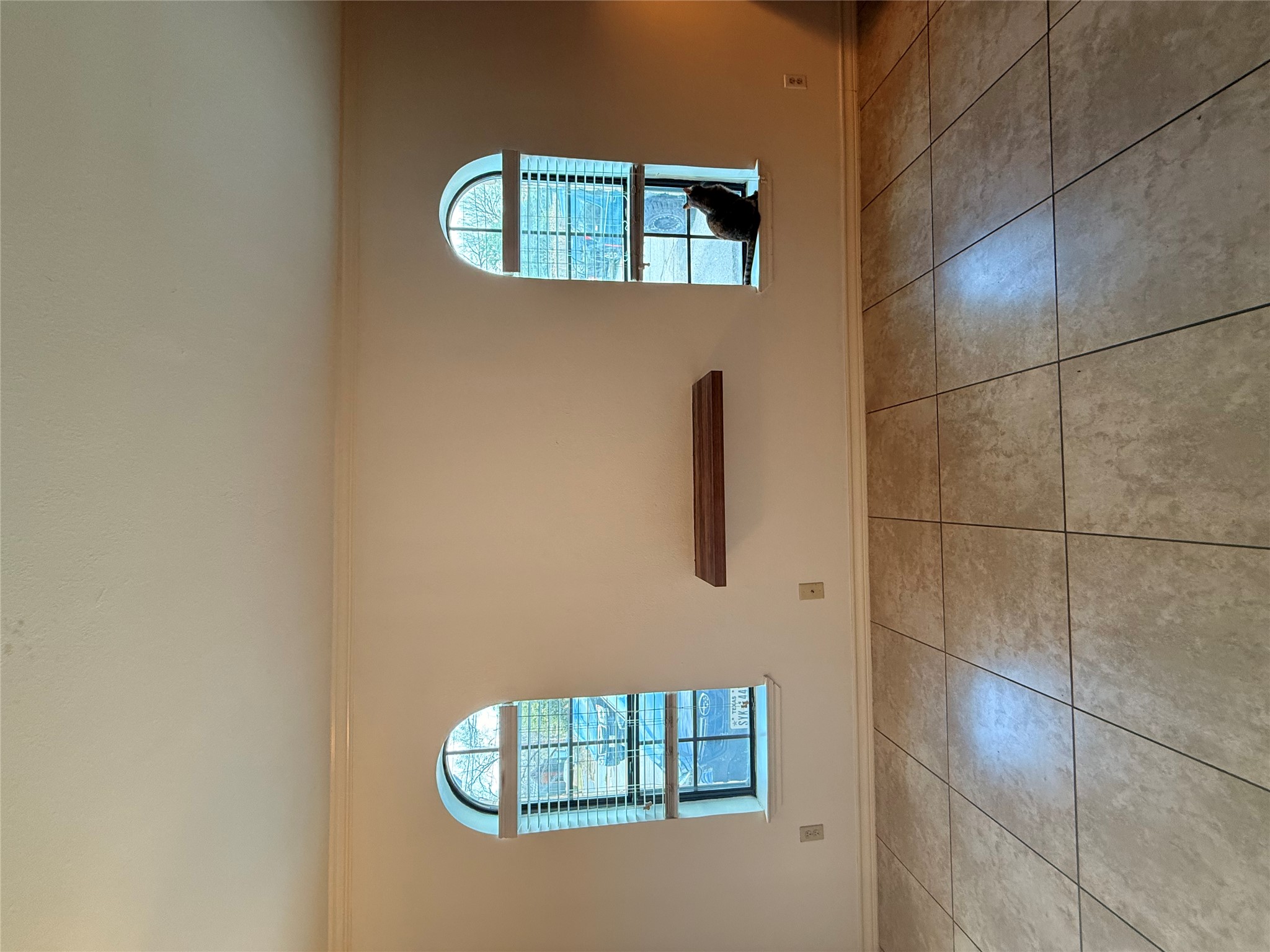 an empty room with windows