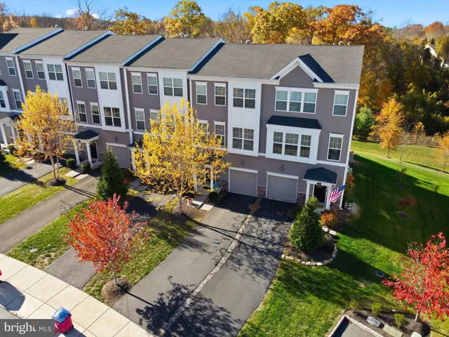 an aerial view of a house with garden