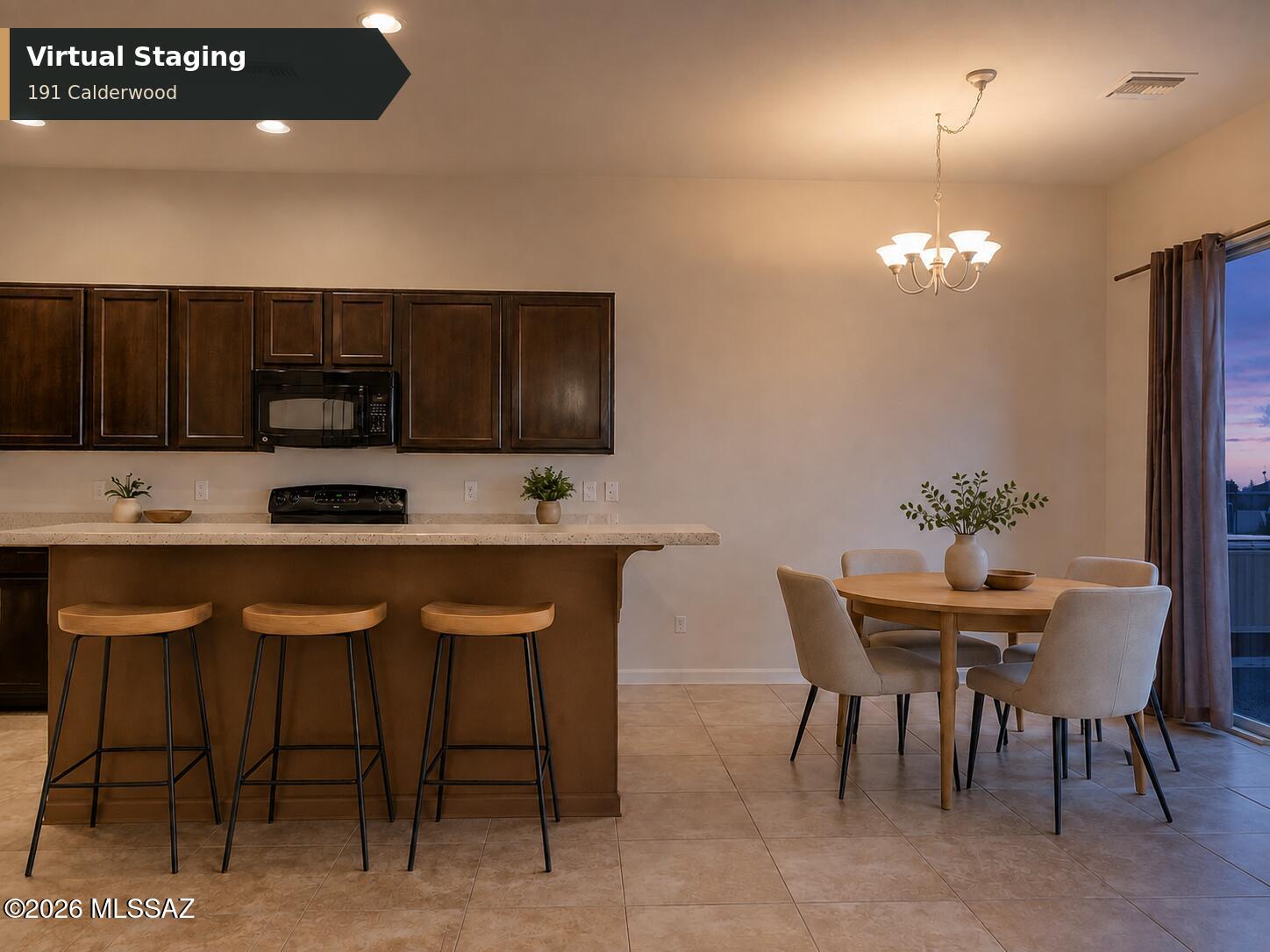 191 East Calderwood Road Tucson, AZ 85704 - Photo 6 of 46 191-calderwood-twilight-02-kitchen-dinin