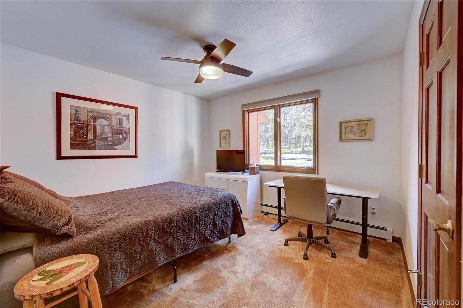 411 Spring Drive Pine, CO 80470 - Photo 12 of 40 a living room with a bed furniture and a window