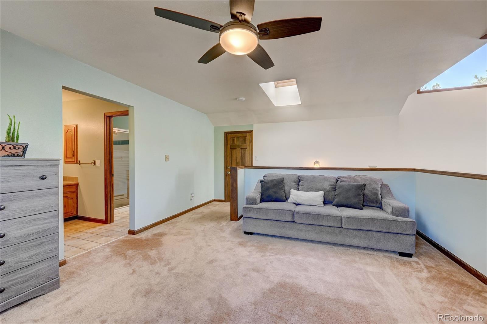 411 Spring Drive Pine, CO 80470 - Photo 21 of 40 a living room with furniture and a ceiling fan