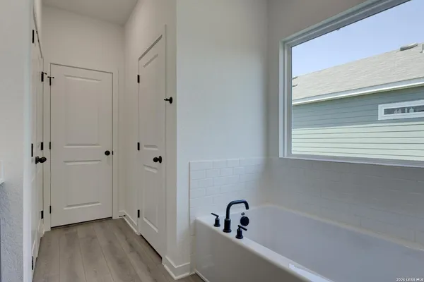 a bathroom with a bathtub
