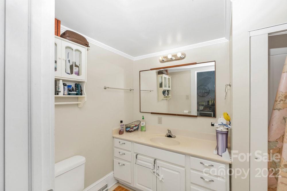 581 Flynn Road Rutherfordton, NC 28139 - Photo 35 of 37 a bathroom with a sink a mirror and a toilet