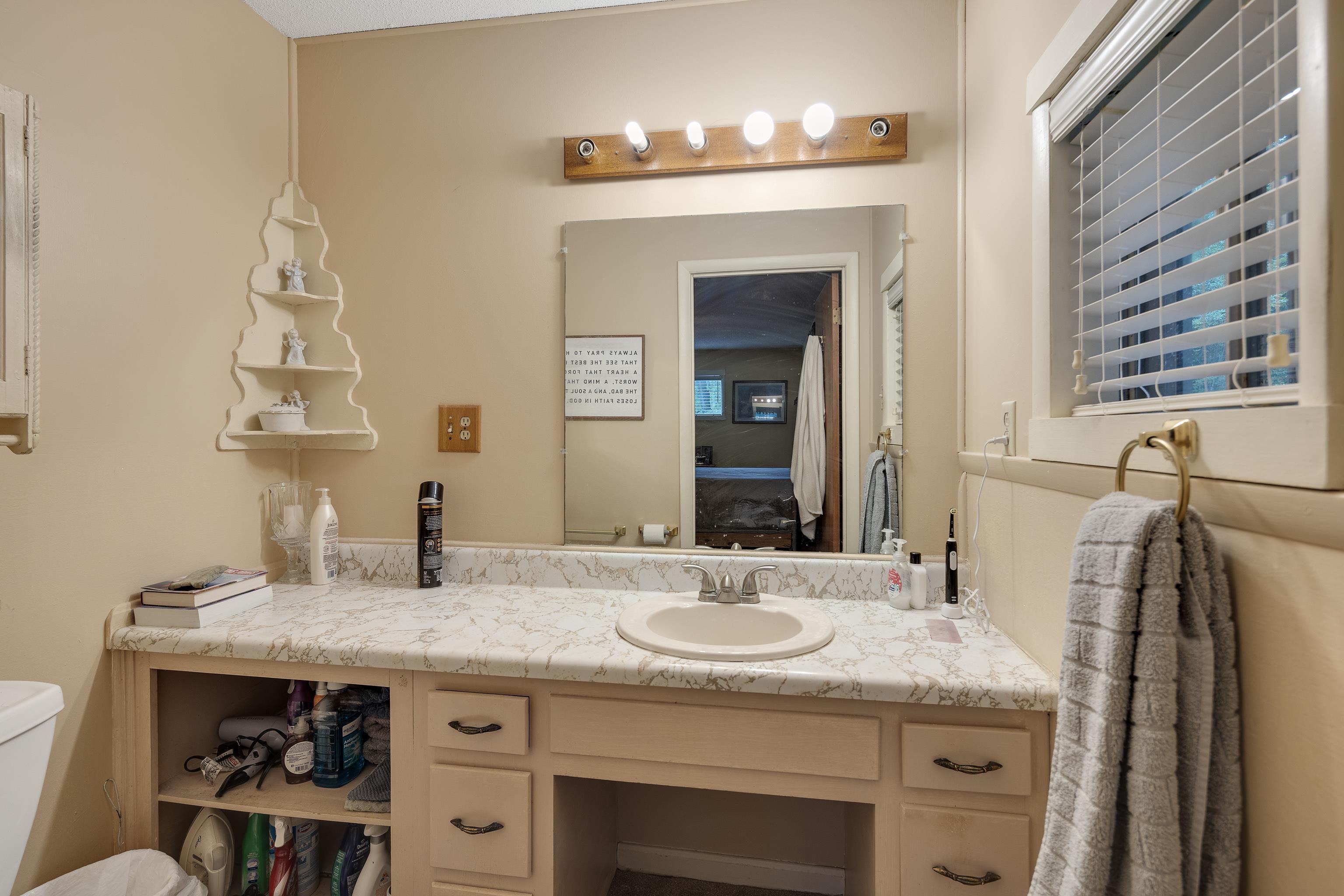 9252 Brunswick Road Millington, TN 38053 - Photo 22 of 40 a bathroom with a granite countertop sink and a mirror