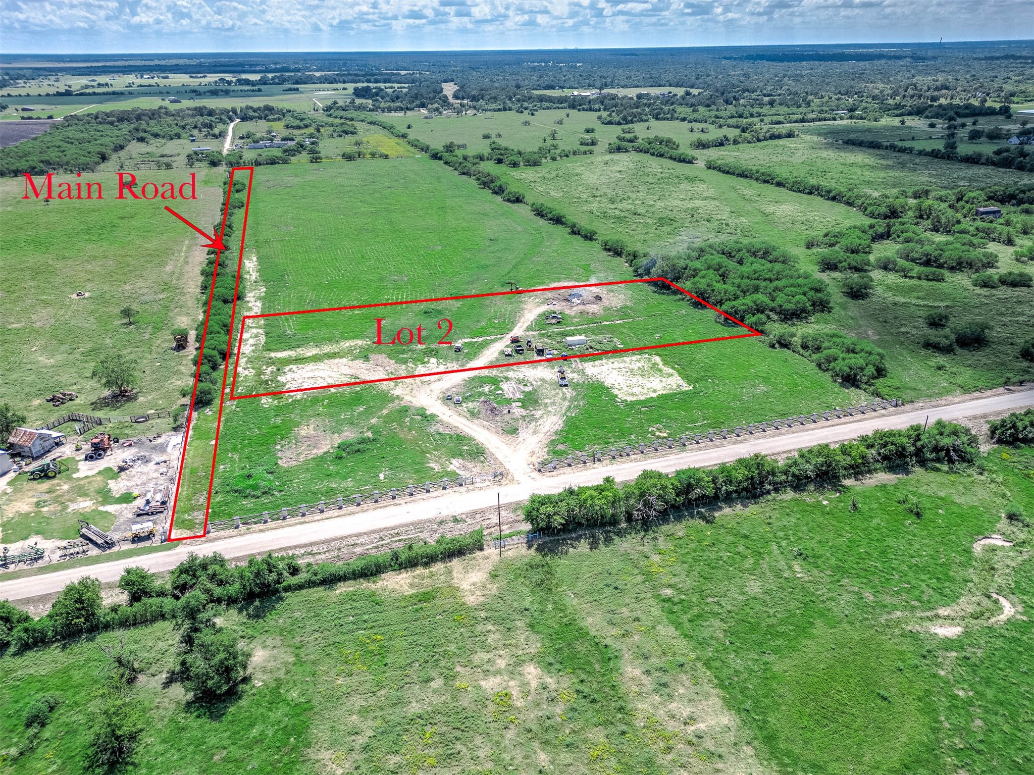13911 Routt Point Road Needville, TX 77461 - Photo 2 of 8 Outline view of Lot 2 showing its location and access from the main road.
