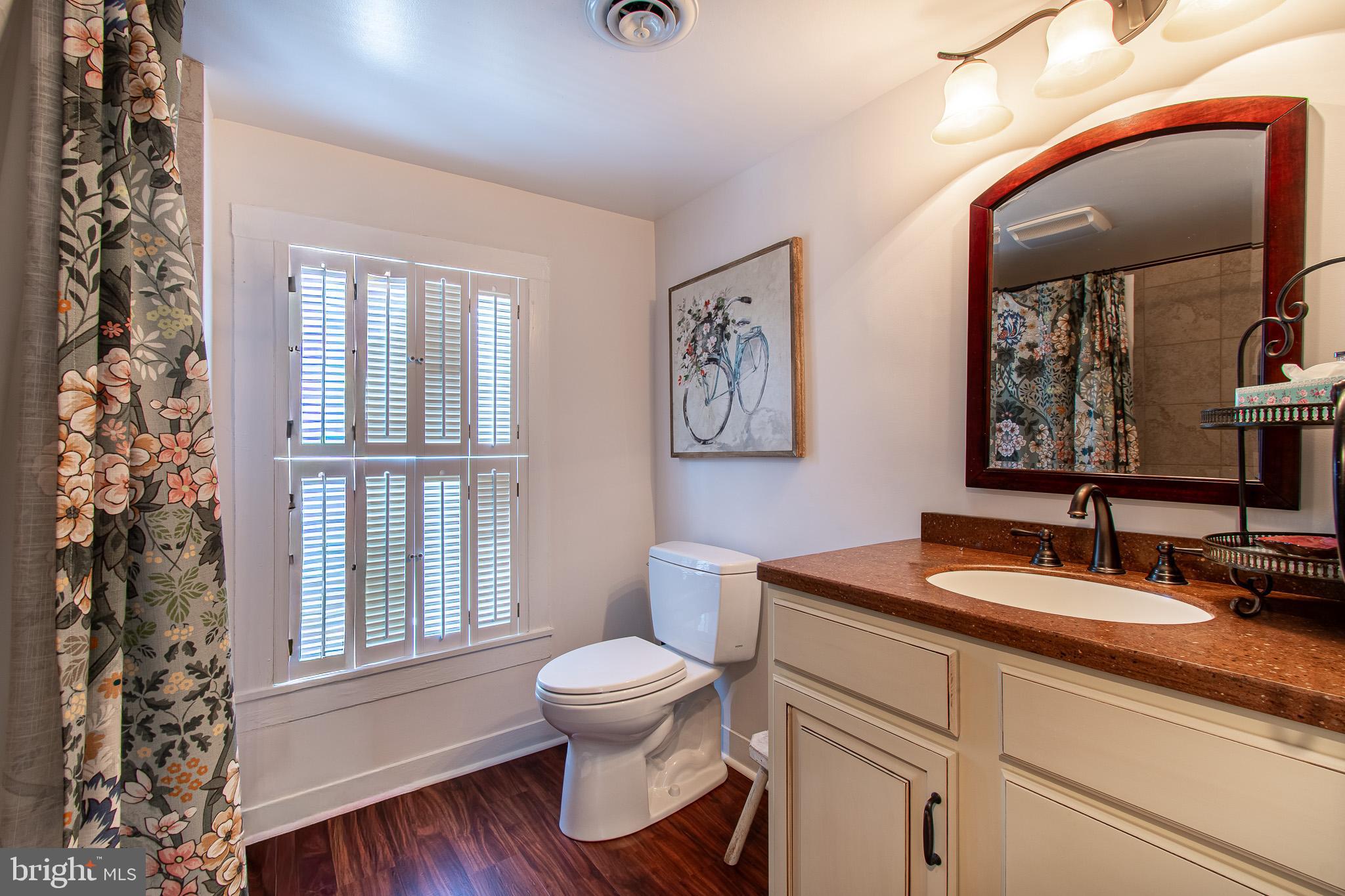 114 East Chew Avenue St. Michaels, MD 21663 - Photo 28 of 57 a bathroom with a toilet sink a mirror and window