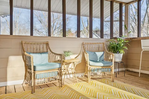 a view of a backyard with green space