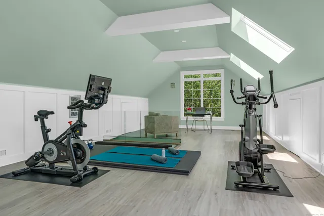 a view of a room with gym equipment