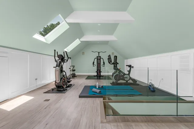 a view of a room with gym equipment