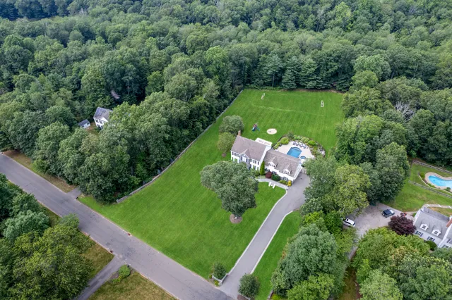 an aerial view of a house
