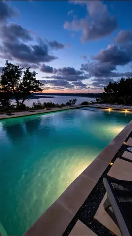 a view of a lake from a yard