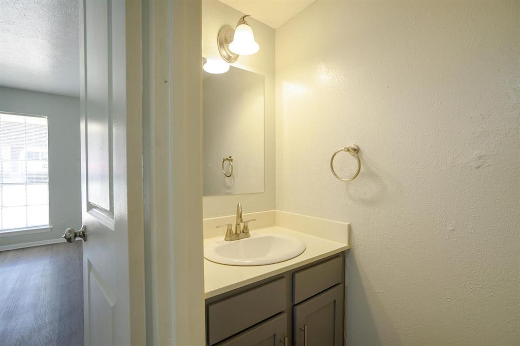 307 Rose Street, Unit 311C Arlington, TX 76010 - Photo 4 of 10 a bathroom with a sink and a mirror