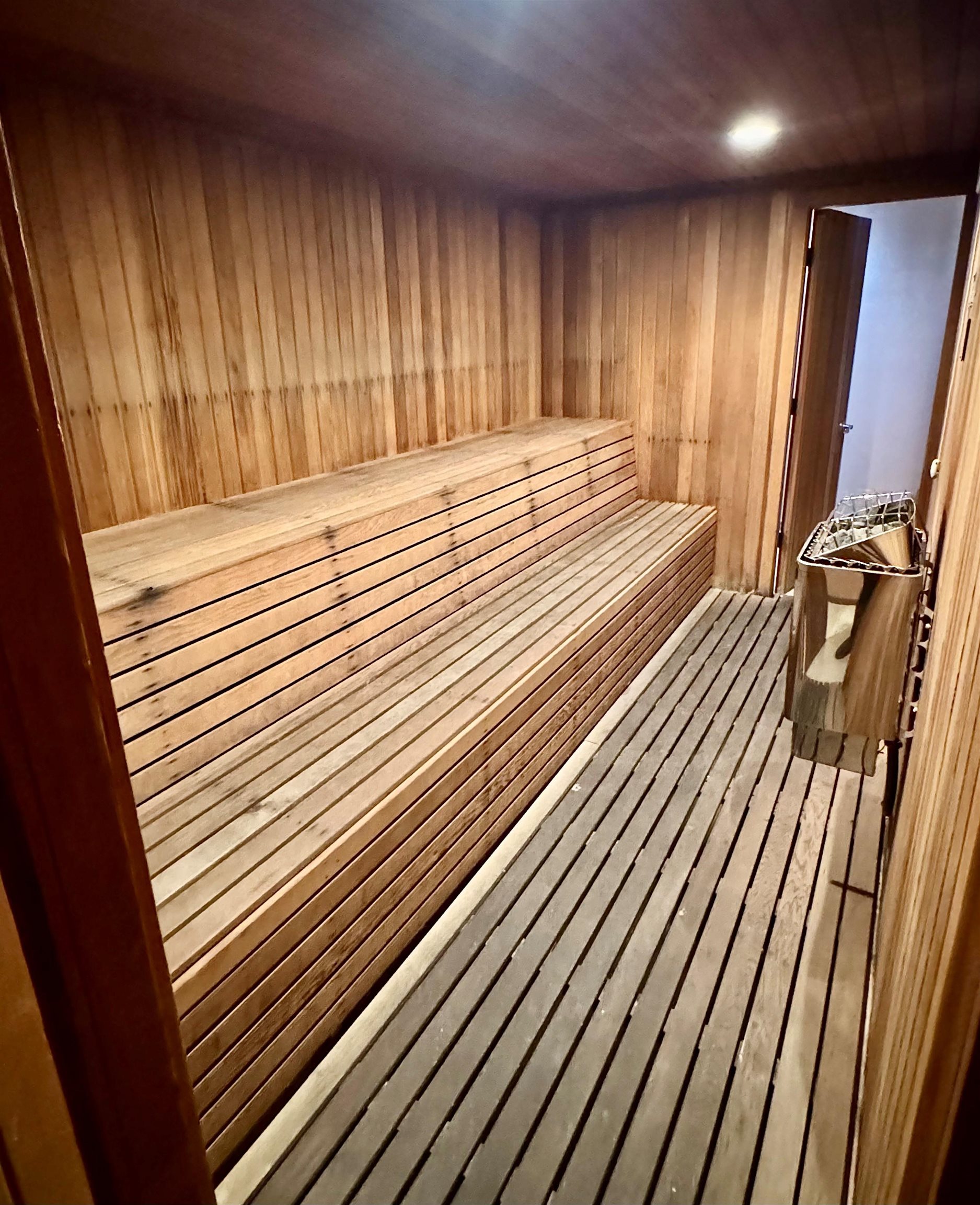 2112 Meridian Boulevard, Unit 7 Mammoth Lakes, CA 93546 - Photo 31 of 33 Sauna with wooden walls and wooden ceiling