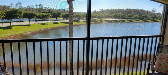 a view of lake from a balcony