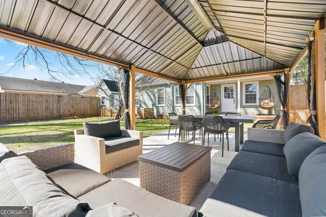 a outdoor living space with furniture