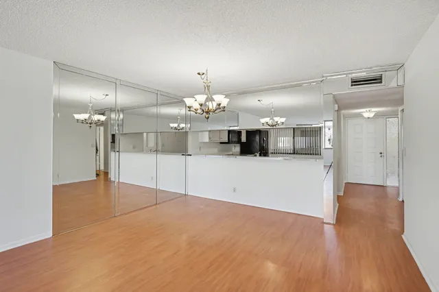 a view of a livingroom with a chandelier