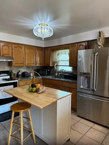 a kitchen with a refrigerator a stove a sink and a cabinets