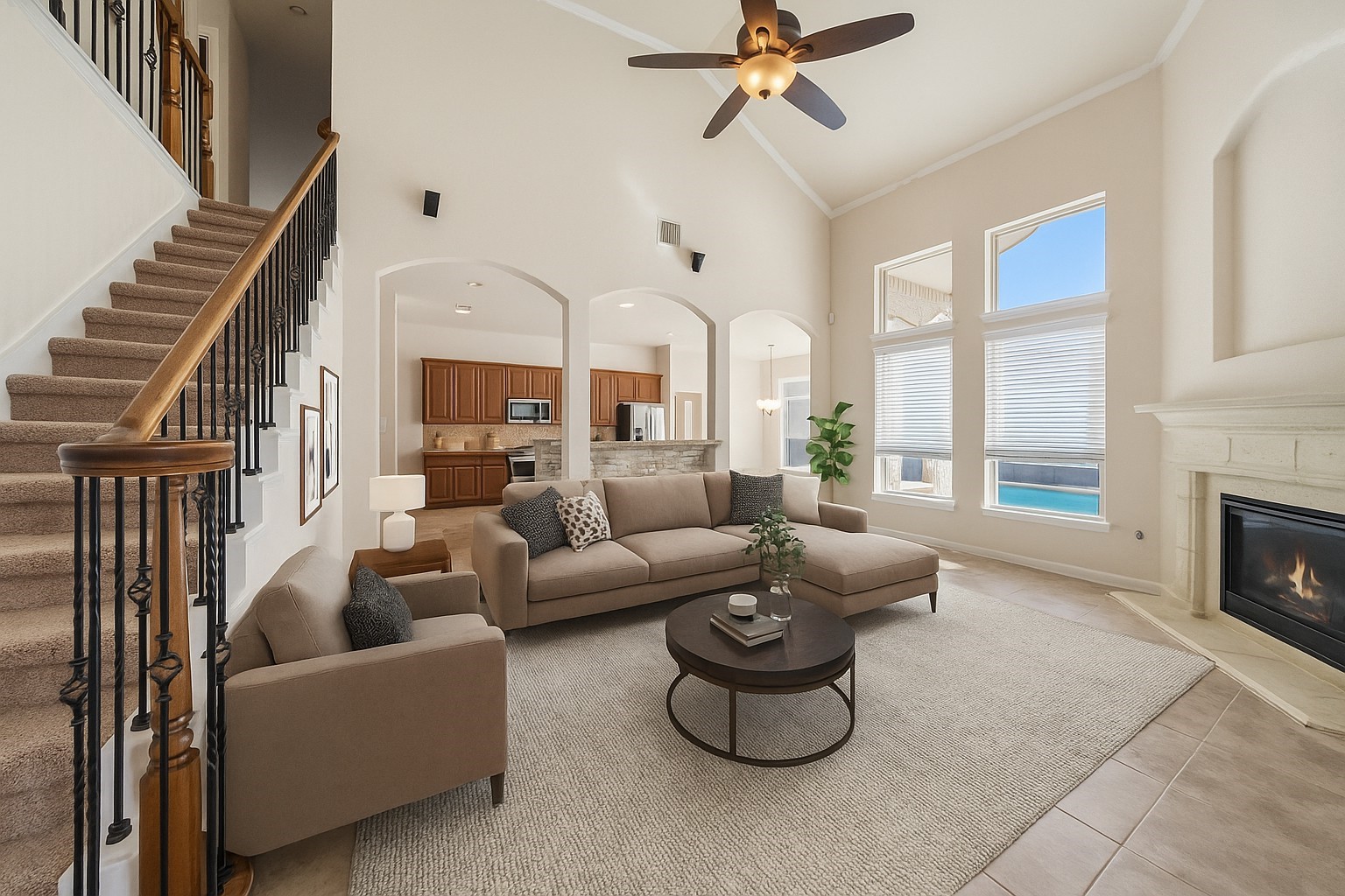 25802 Northcrest Drive Spring, TX 77389 - Photo 8 of 28 a living room with furniture and a fireplace